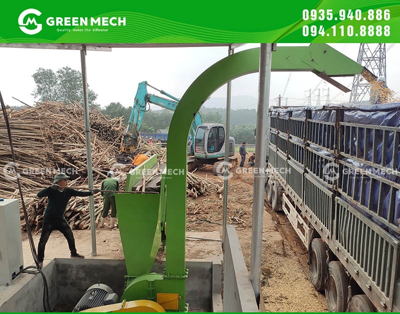 Máy băm dăm gỗ 10 tấn tại Quảng Bình đã được lắp đặt và đưa vào hoạt động